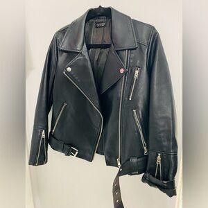 Topshop black faux leather moto jacket